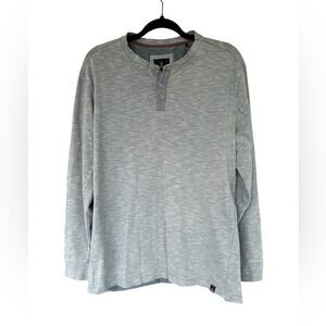 PrAna XL Gray Organic Cotton Henley Long Sleeve Shirt Sustainable Casual Outdoor